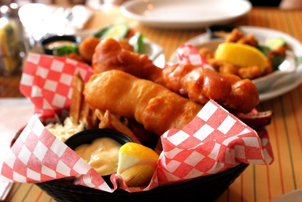 Halibut fish and chips with hand-cut fries