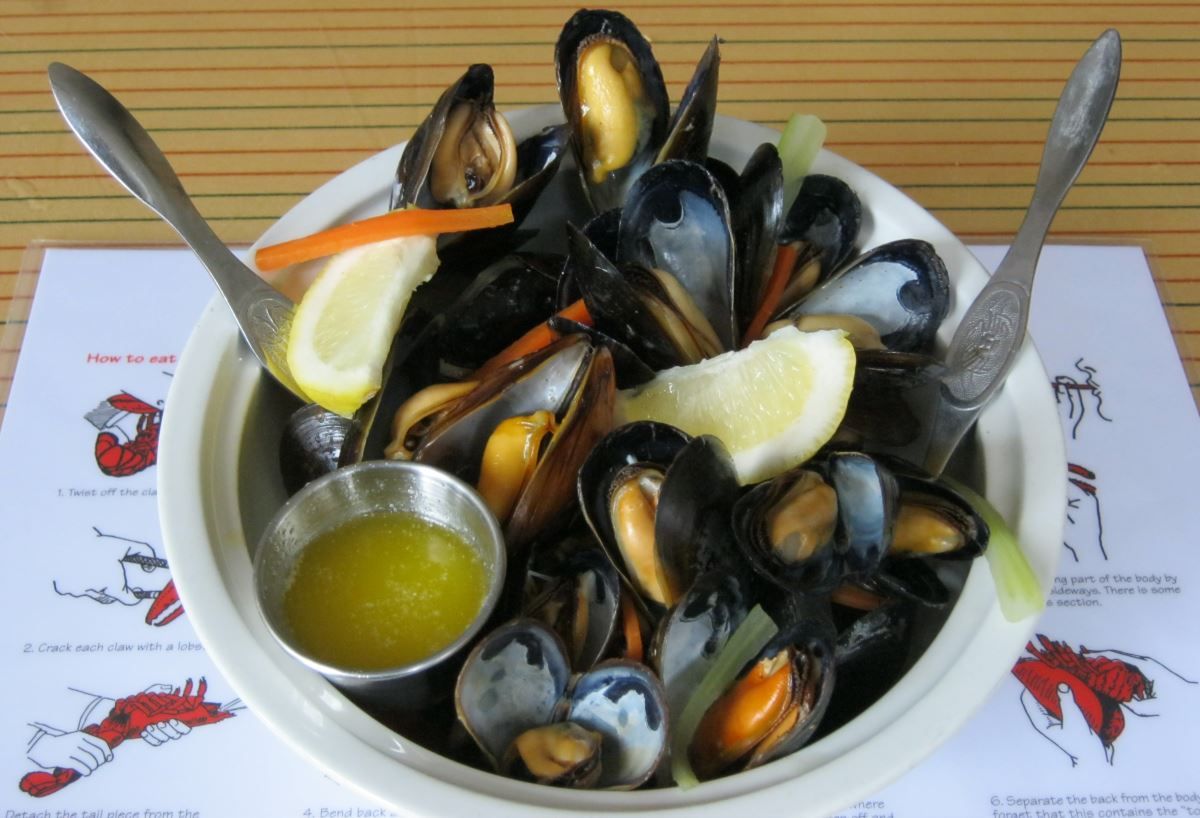 Island blue mussels steamed in white wine